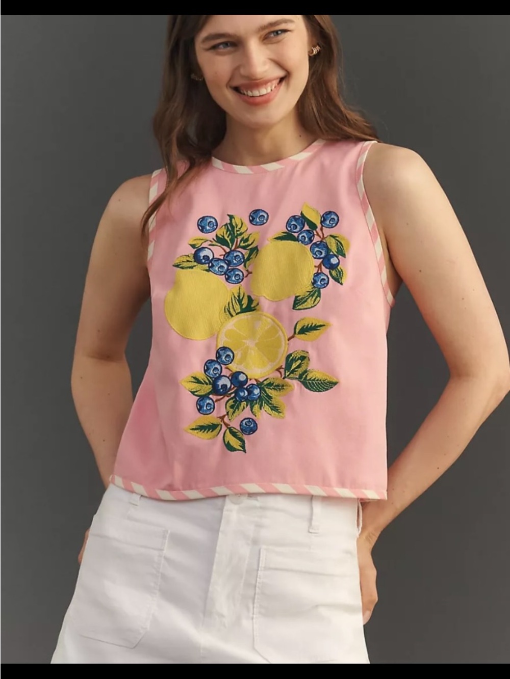 Anthropologie Embroidered Shell Tank.